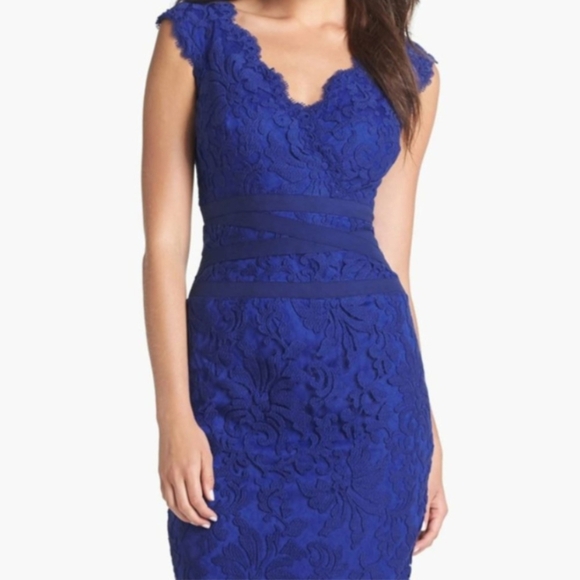 NWT Tadashi Shoji Embroidered Lace Marna Blue Cocktail Dress Size 6 - Picture 12 of 13